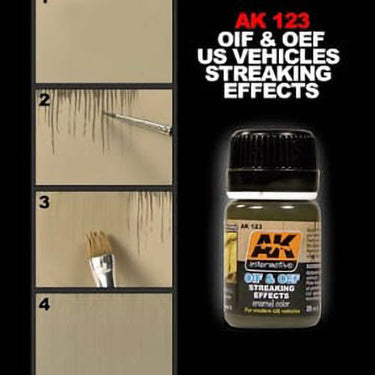 AK Interactive 123 Weathering Streaking Effects Oif and Oef US Vehicles Enamel 35mL